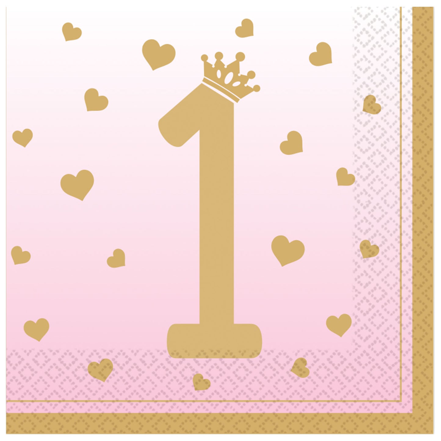 1st Birthday Pink Luncheon Napkins 33cm - 12 PKG/16