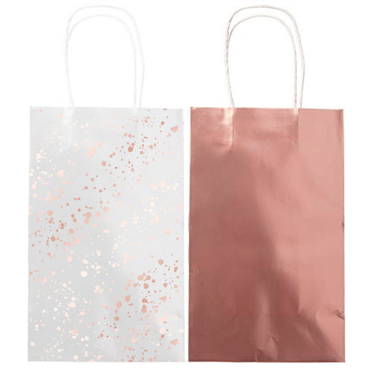 9911412 IP X6 - Metallic Rose Gold Paper Loot Bags - 6 PKG/8