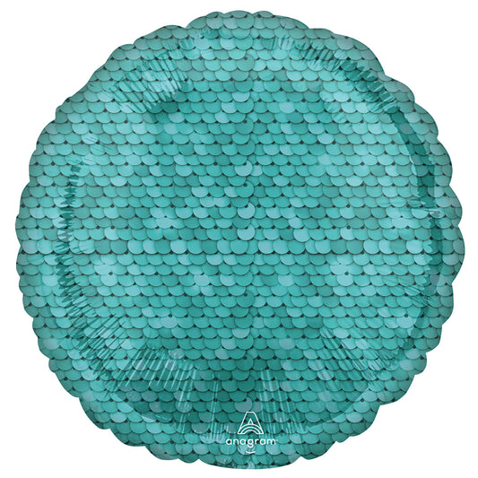 4219501 IP X5 - Ocean Blue Sequins Standard HX Foil Balloons S15 - 5 PC
