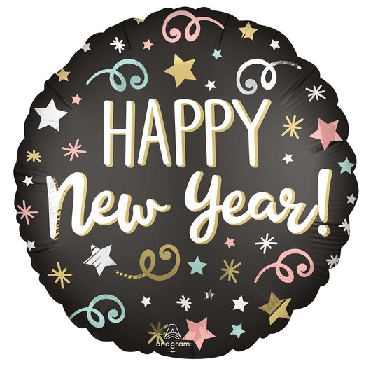4336501 IP X5 - Confetti New Year Satin Standard XL Foil Balloons S40 - 5 PC