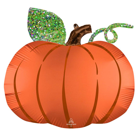 4317201 IP X5 - Satin Infused Pumpkin SuperShape XL Foil Balloons 25"/63cm w x 24"/60cm h P35 - 5 PC