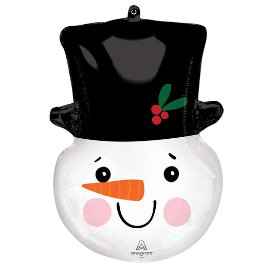 4334001 IP X5 - Snowman Head SuperShape Foil Balloons 17"/43cm w x 23"/58cm h P35 - 5 PC