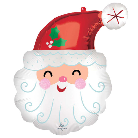4334201 IP X5 - Smiley Santa SuperShape Foil Balloons 19"/48cm w x 27"/68cm h P35 - 5 PC