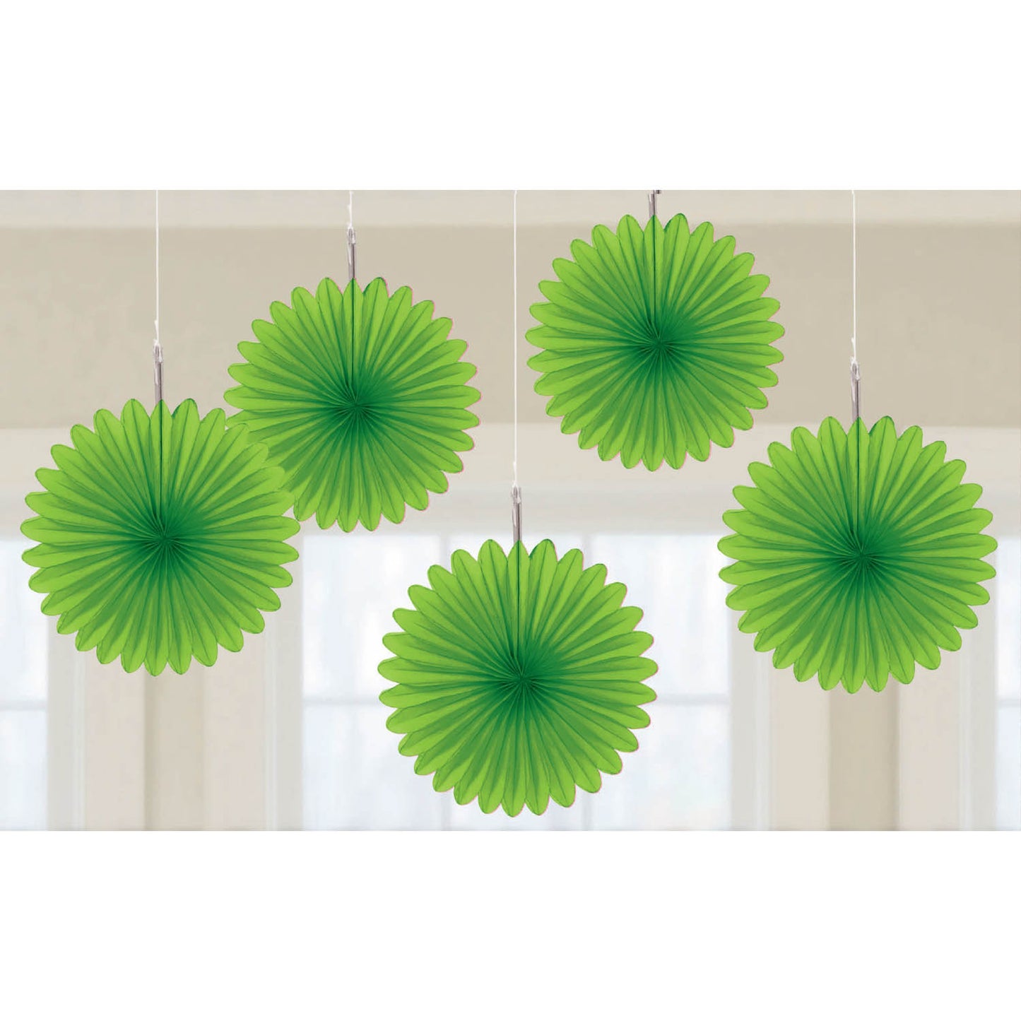 29055 - Kiwi Green Mini Paper Fans - 15.2cm - 6 PKG/5