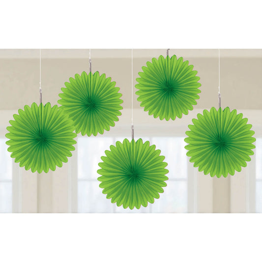29055 - Kiwi Green Mini Paper Fans - 15.2cm - 6 PKG/5