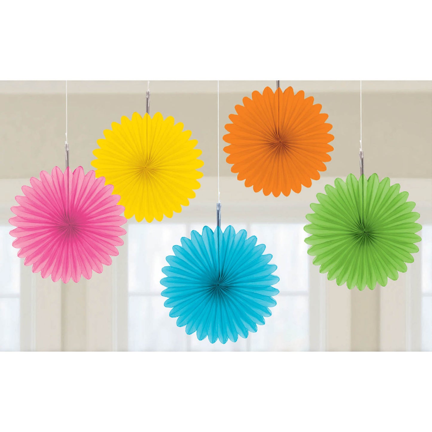 Bright Pink Mini Paper Fans 15cm - 6 PKG/5