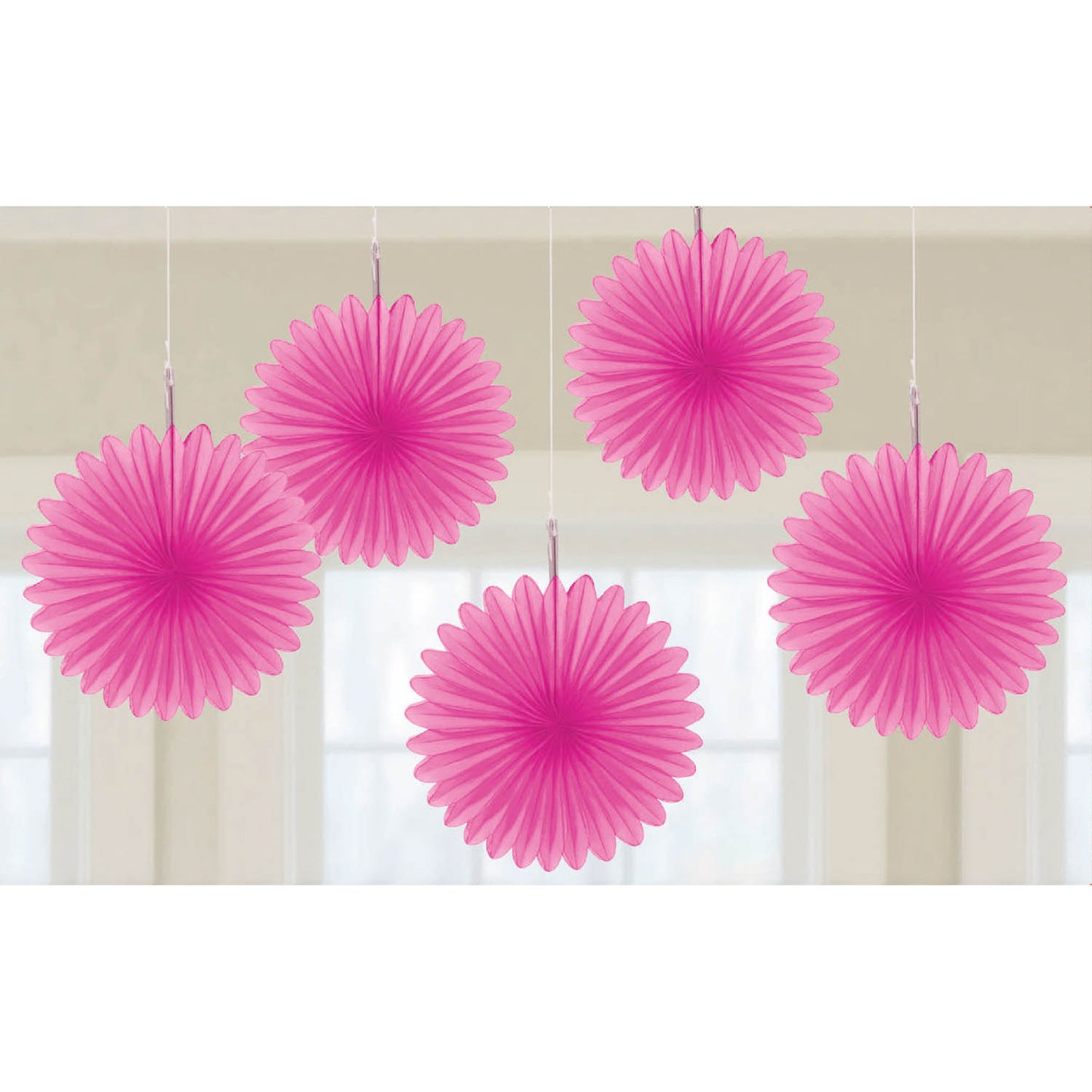 Bright Pink Mini Paper Fans 15cm - 6 PKG/5