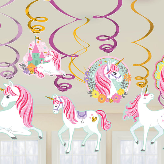 671929 IP X9 - Magical Unicorn Swirl Decorations - 9 PKG/12