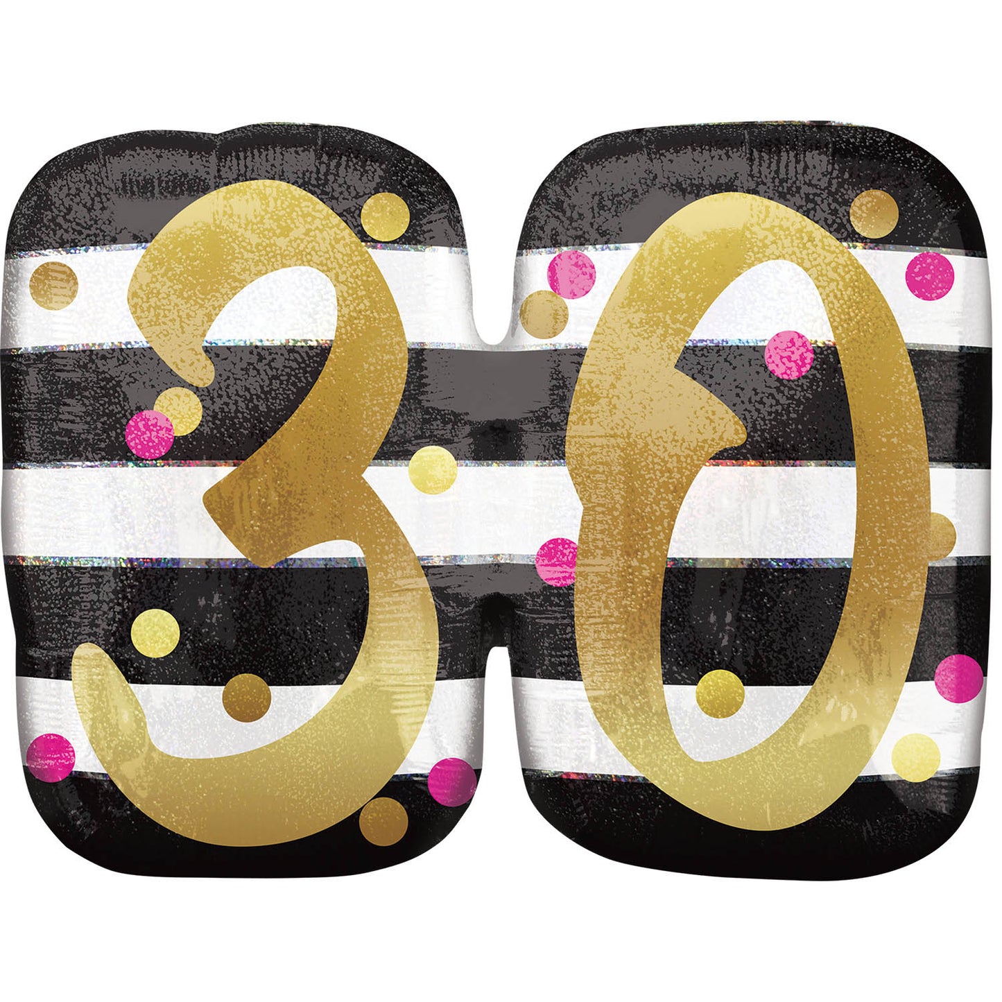 3716701 IP X5 - Pink & Gold 30th Birthday Holographic SuperShape Foil Balloons 25"/63cm x 20"/50cm P40 - 5 PC