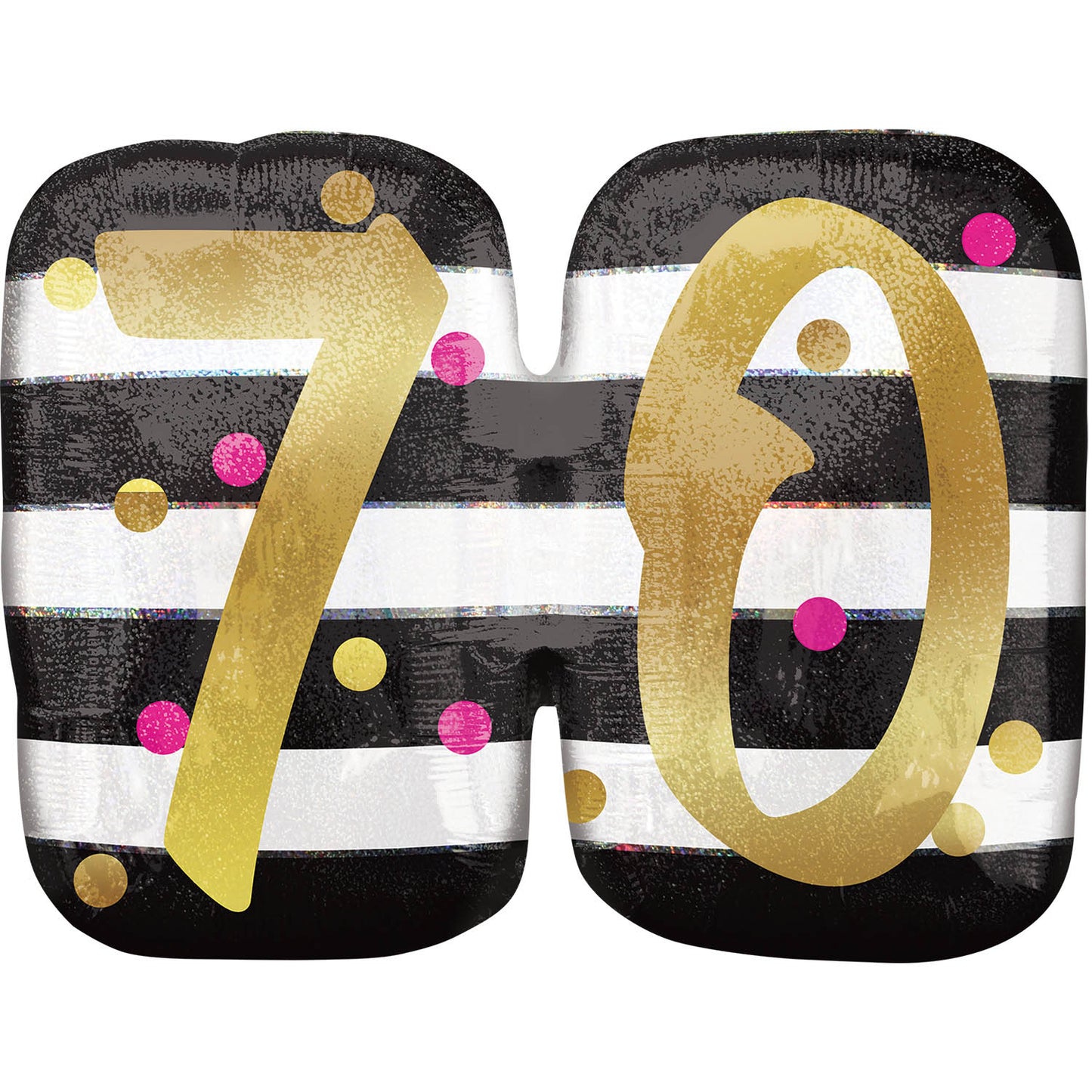3736201 IP X5 - Pink & Gold 70th Birthday Holographic SuperShape Foil Balloons 25"/63cm x 20"/50cm P40 - 5 PC