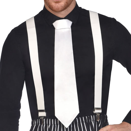 1920s Gangster White Ties - 12 PC