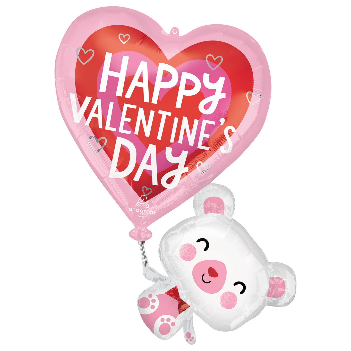4363401 IP X5 - Floating Valentine's Bear SuperShape Foil Balloons 26"/66cm w x 31"/78cm h P35 - 5 PC