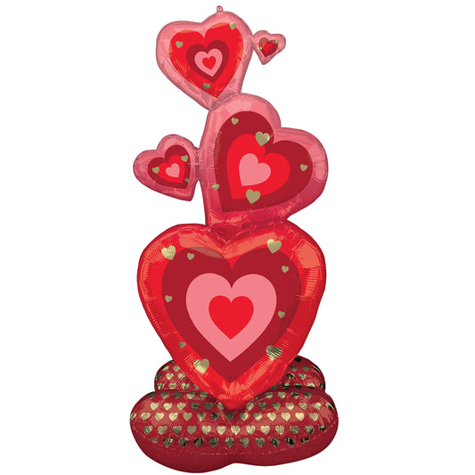 4373111 IP X3 - Stacking Hearts Airloonz Foil Balloons 25"/63CM w X 55"/139CM h P70 - 3 PC