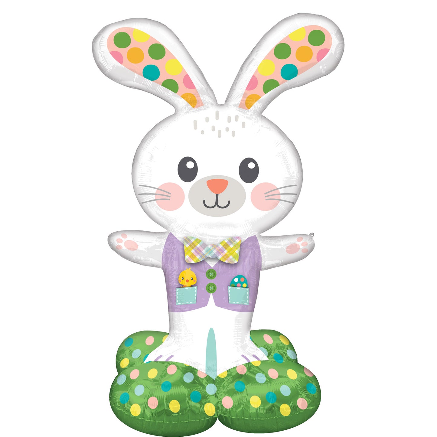 4377211 IP X3 - Spotted Easter Bunny AirLoonz Foil Balloons 29"/73cm w x 46"/116cm h P70 - 3 PC