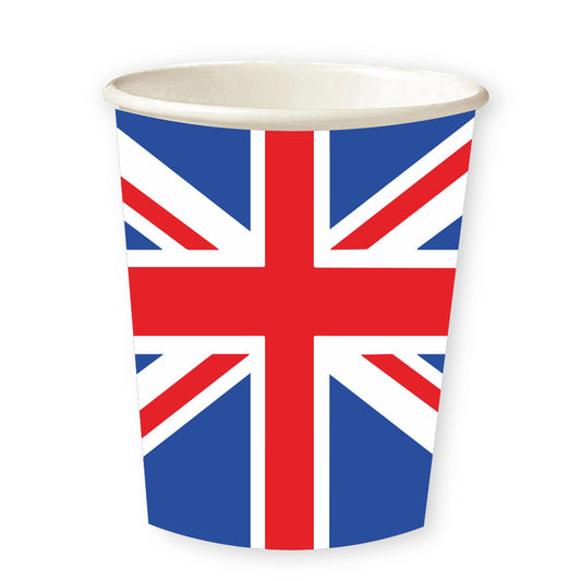 9913036 IP X6 - Red White & Blue GB Flag Paper Cups 250ml - 6 PKG/8