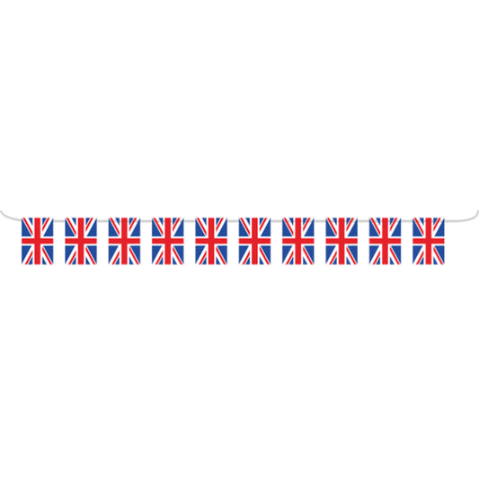 Red White & Blue GB Flag Plastic Bunting 5m - 6 PC