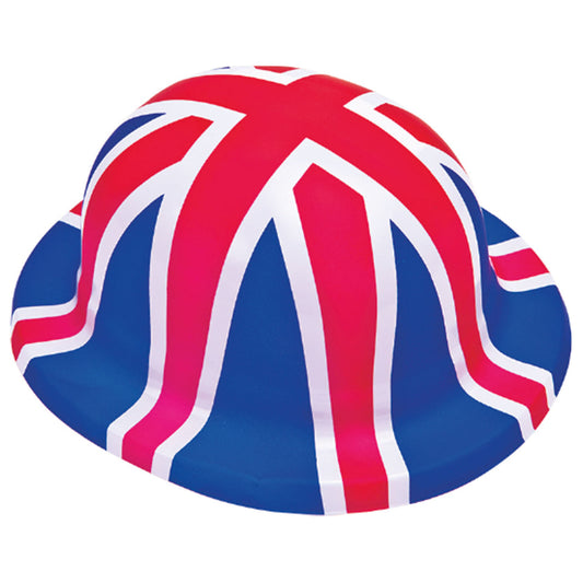 9913057 IP X6 - Red White & Blue GB Flag Bowler Hats - 6 PC