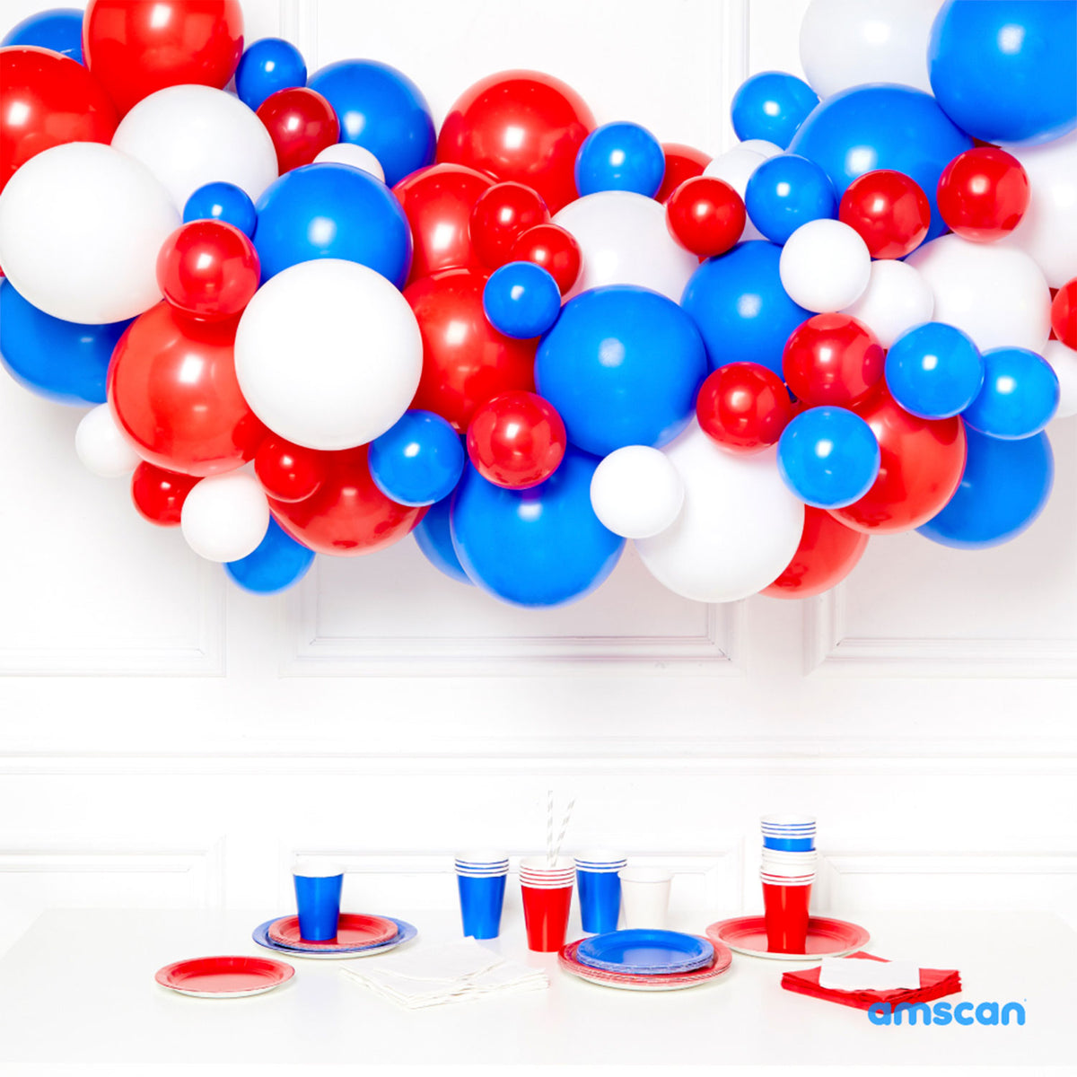 9912380 IP X4 - Red White & Blue DIY Balloon Garland Kits - 4 PKG/78