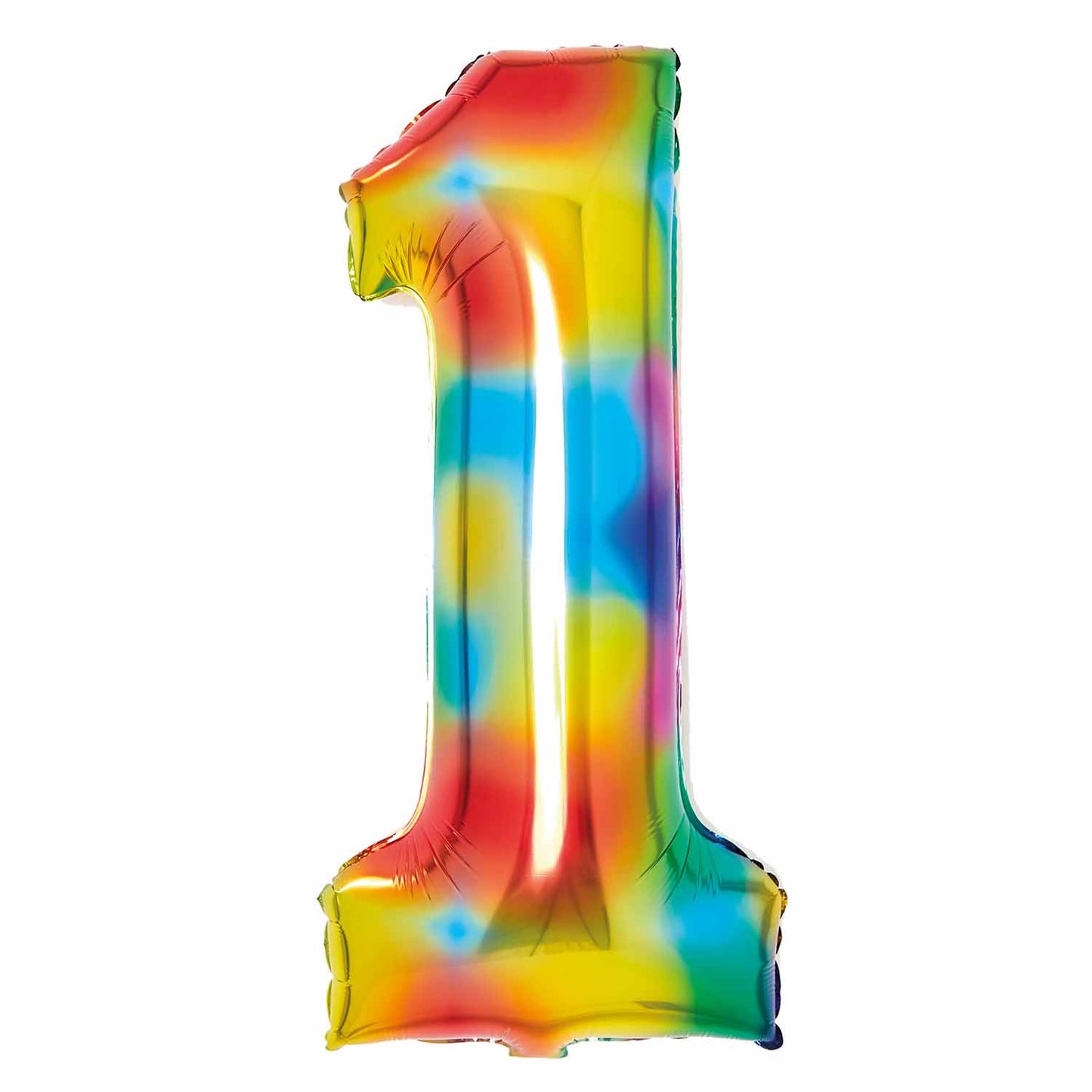 9913124 IP X5 - Amscan Large Number 1 Bright Rainbow Foil Balloons 15"/37cm w x 32" /82cm h P50 - 5 PC