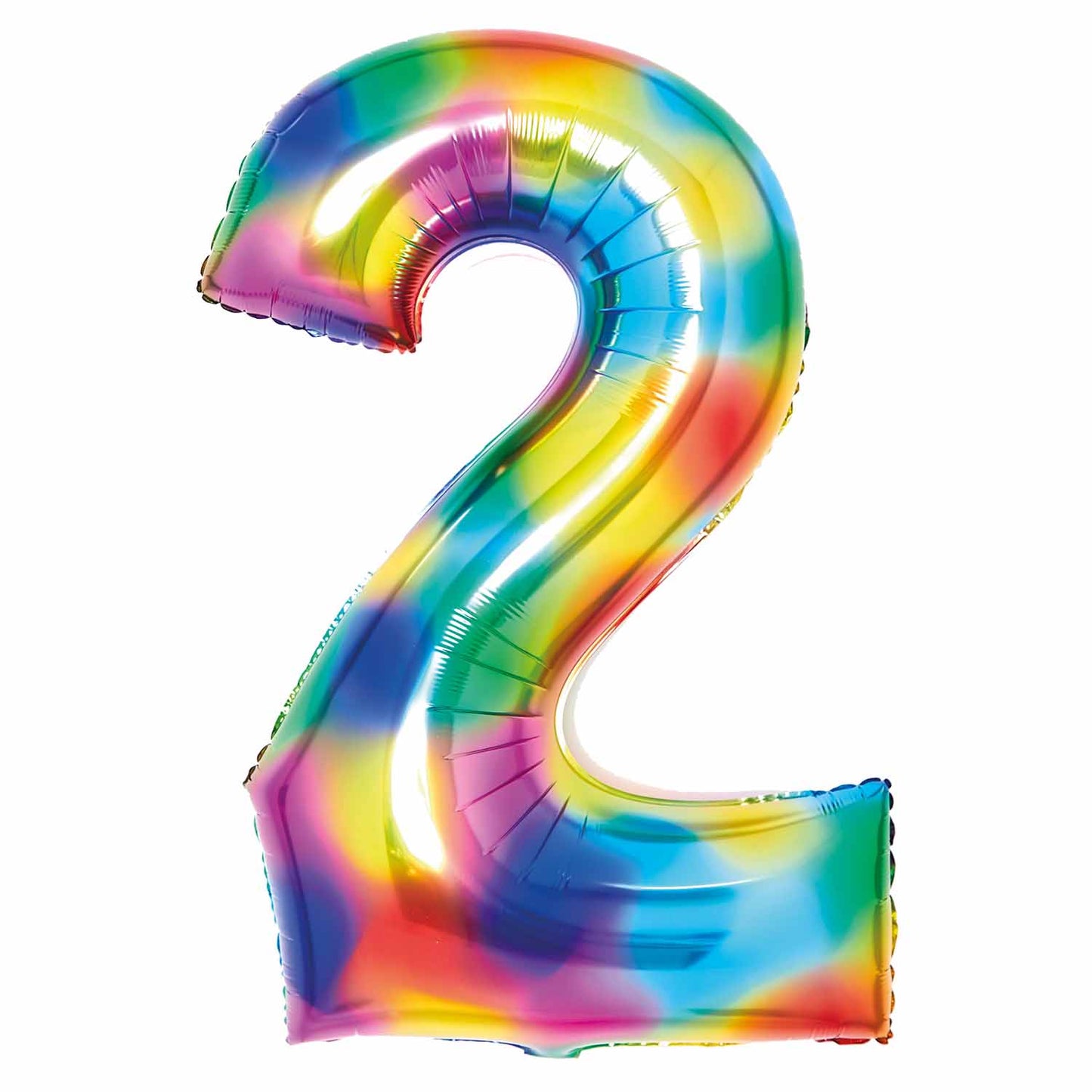 9913125 IP X5 - Amscan Large Number 2 Bright Rainbow Foil Balloons 22"/55cm w x 34"/86cm h P50 - 5 PC