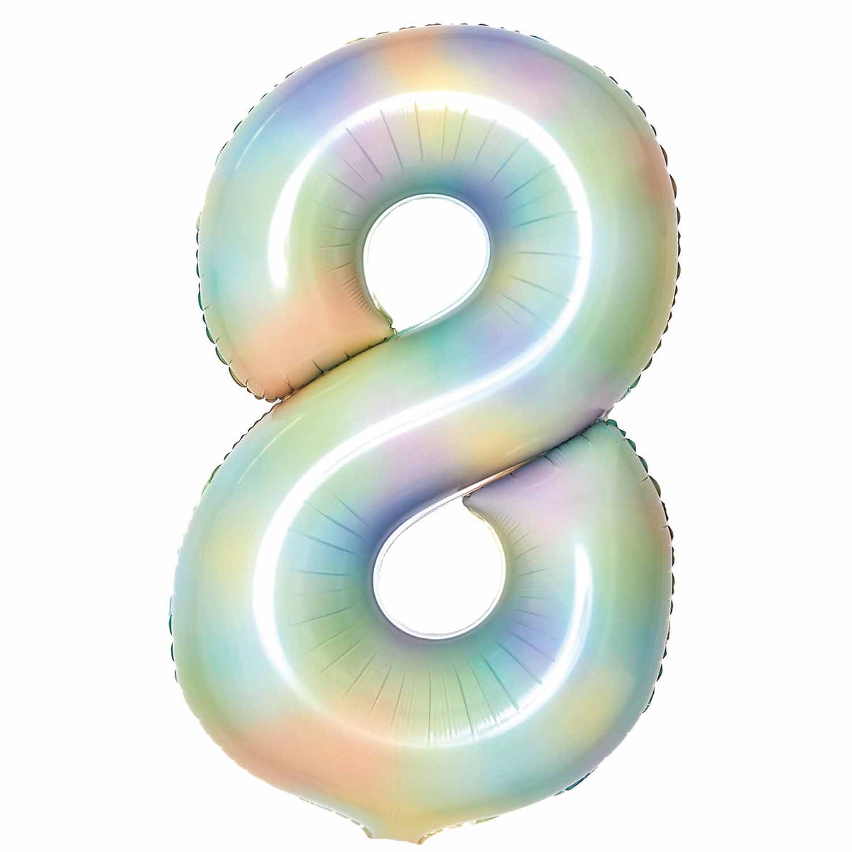 9913141 IP X5 - Amscan Large Number 8 Pastel Rainbow Foil Balloons 21" /54cm w x 34" /87cm h P50 - 5 PC