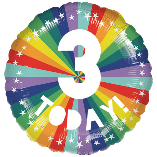 9914488 IP X5 - 3rd Birthday Bright Rainbow Standard Foil Balloons S40 - 5 PC