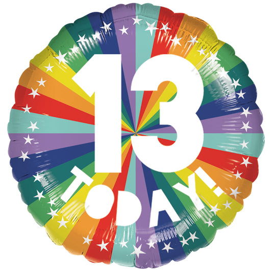 9914496 IP X5 - 13th Birthday Bright Rainbow Standard Foil Balloons S40 - 5 PC
