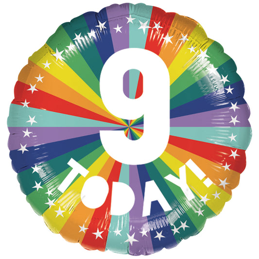 9914494 IP X5 - 9th Birthday Bright Rainbow Standard Foil Balloons S40 - 5 PC