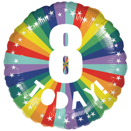 9914493 IP X5 - 8th Birthday Bright Rainbow Standard Foil Balloons S40 - 5 PC