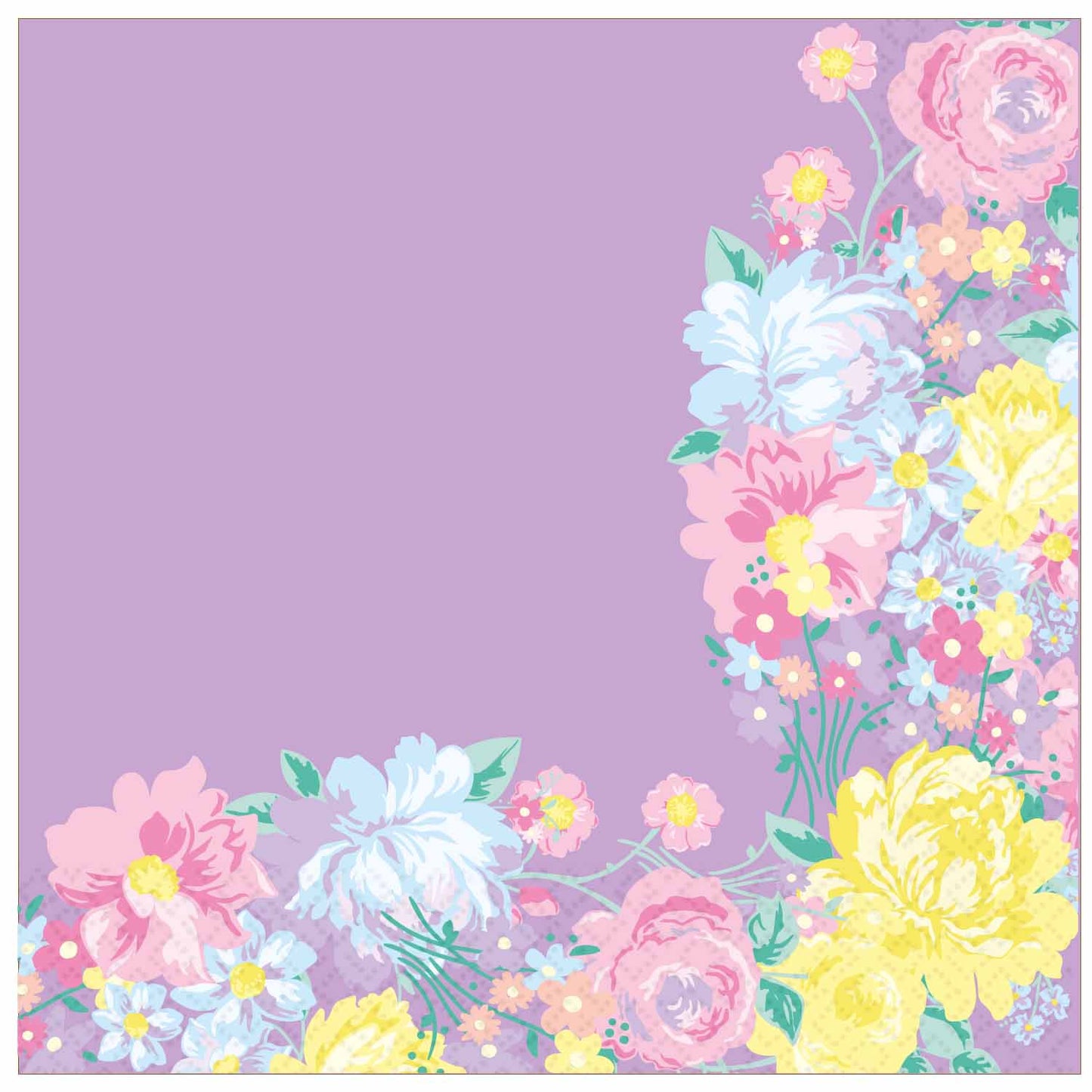 9913239 IP X10 - Spring Floral Panel Luncheon Napkins 33cm - 6 PKG/16