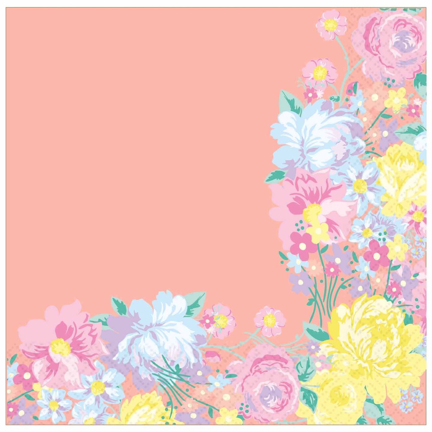 9913239 IP X10 - Spring Floral Panel Luncheon Napkins 33cm - 6 PKG/16