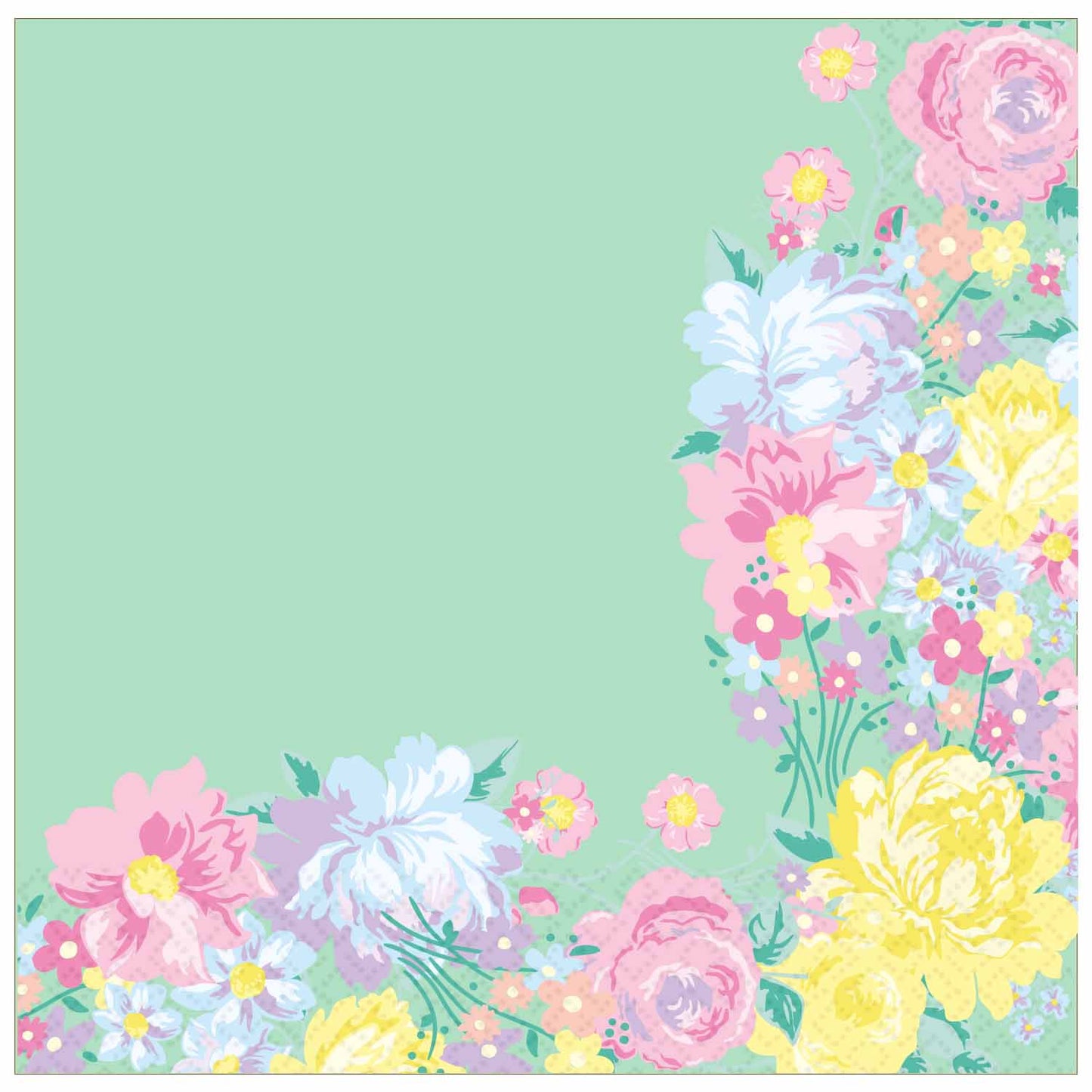 9913239 IP X10 - Spring Floral Panel Luncheon Napkins 33cm - 6 PKG/16