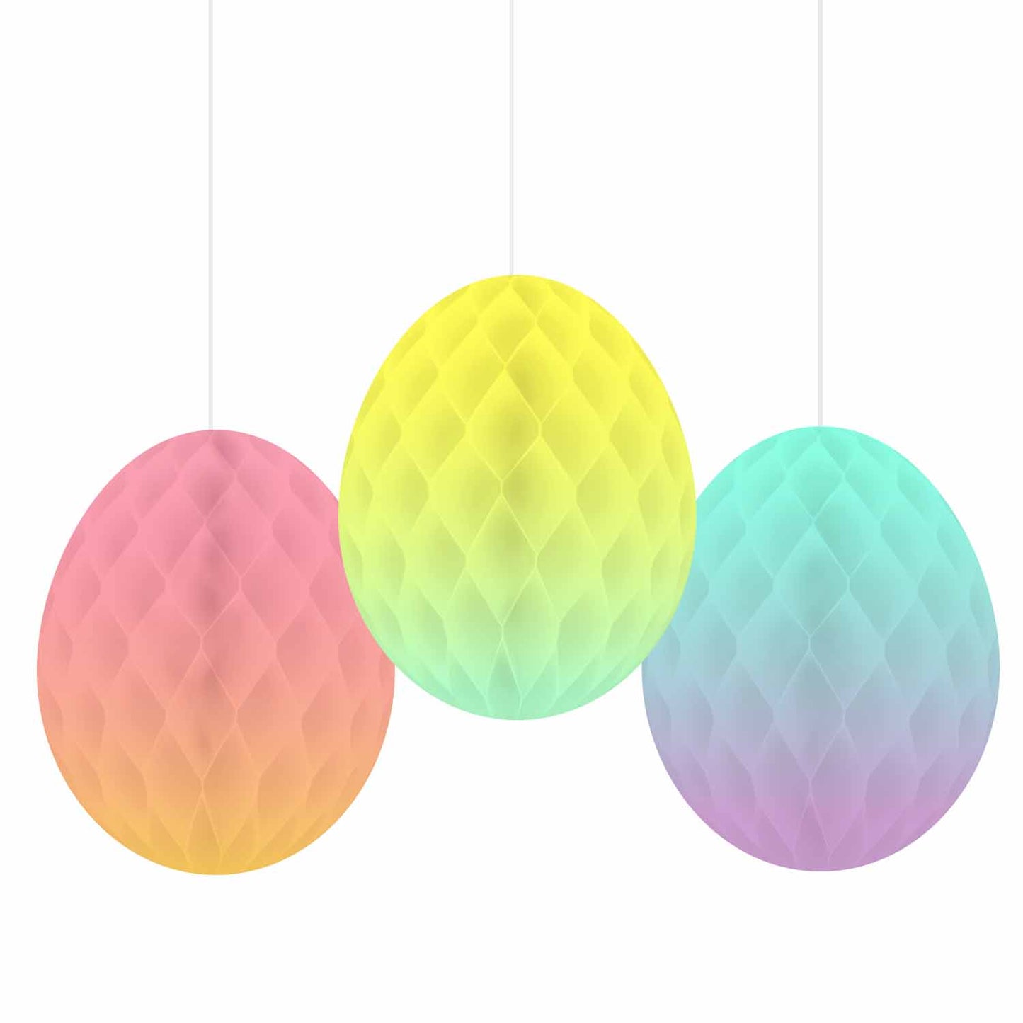 9913242 IP X6 - Honeycomb Egg Hanging Decorations 18cm h - 6 PKG/3