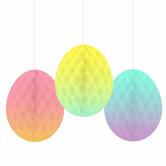 9913242 IP X6 - Honeycomb Egg Hanging Decorations 18cm h - 6 PKG/3
