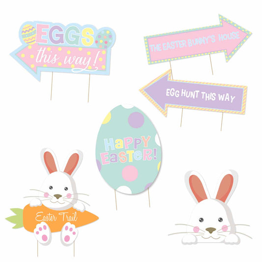 Easter Egg Hunt Cardboard Lawn Signs 6 PKG/6