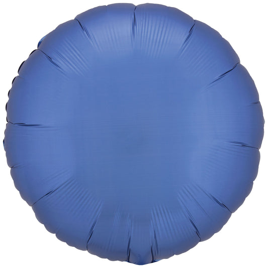 9914095 IP X5 - Amscan Silk Lustre Azure Blue Circle Standard Packaged Foil Balloons C16 - 5 PC