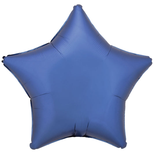 9914097 IP X5 - Amscan Silk Lustre Azure Blue Star Standard Packaged Foil Balloons C16 - 5 PC