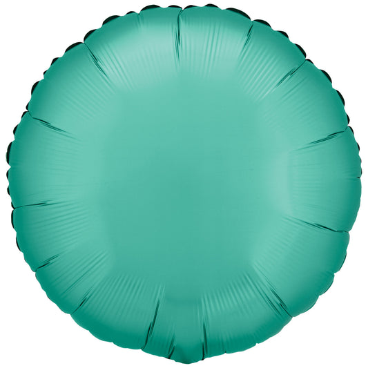 9914104 - Amscan Silk Lustre Jade Green Circle Standard Unpackaged Foil Balloons C16 - 10 PC