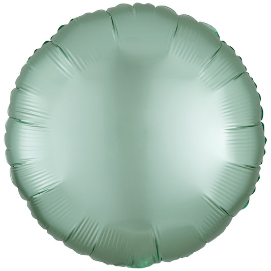 9914107 IP X5 - Amscan Silk Lustre Mint Green Circle Standard Packaged Foil Balloons C16 - 5 PC