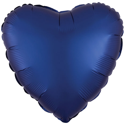 9914111 - Amscan Silk Lustre Navy Blue Heart Standard Unpackaged Foil Balloons C16 - 10 PC