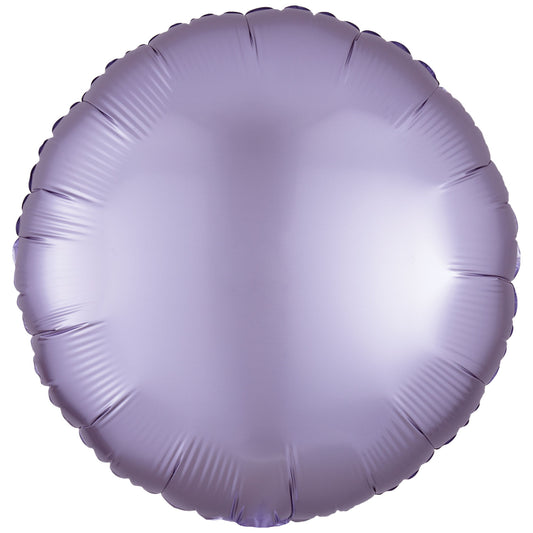 9914122 IP X5 - Amscan Silk Lustre Pastel Lilac Circle Standard Packaged Foil Balloons C16 - 5 PC