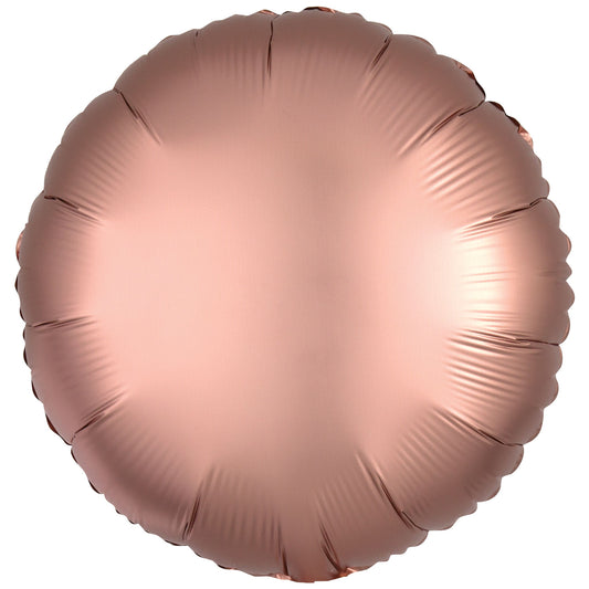 9914131 IP X5 - Amscan Silk Lustre Rose Copper Circle Standard Packaged Foil Balloons C16 - 5 PC