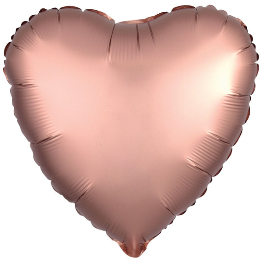 9914132 - Amscan Silk Lustre Rose Copper Heart Standard Unpackaged Foil Balloons C16 - 10 PC