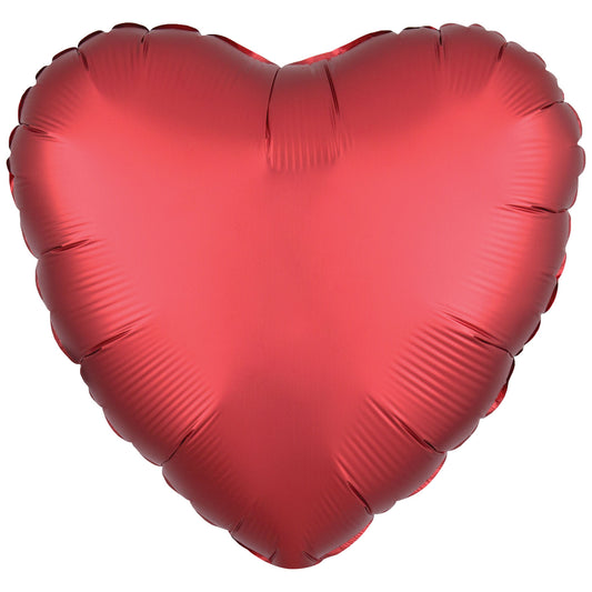 9914135 - Amscan Silk Lustre Dark Red Heart Standard Unpackaged Foil Balloons C16 - 10 PC