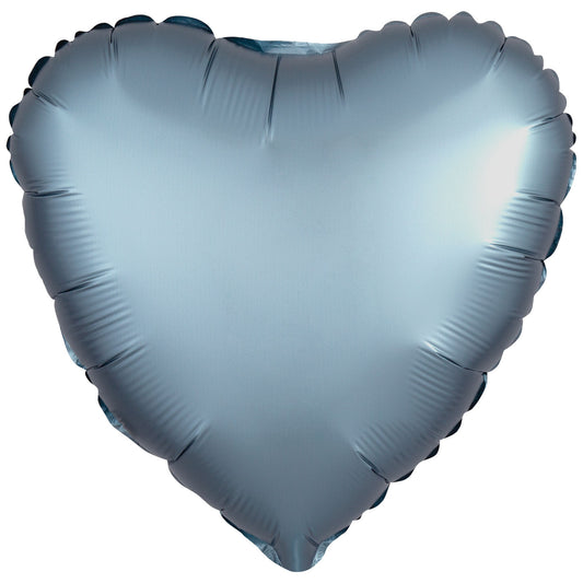 9914138 IP X5 - Amscan Silk Lustre Steel Blue Heart Standard Packaged Foil Balloons C16 - 5 PC