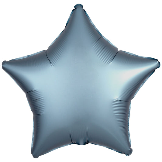 9914139 IP X5 - Amscan Silk Lustre Steel Blue Star Standard Packaged Foil Balloons C16 - 5 PC