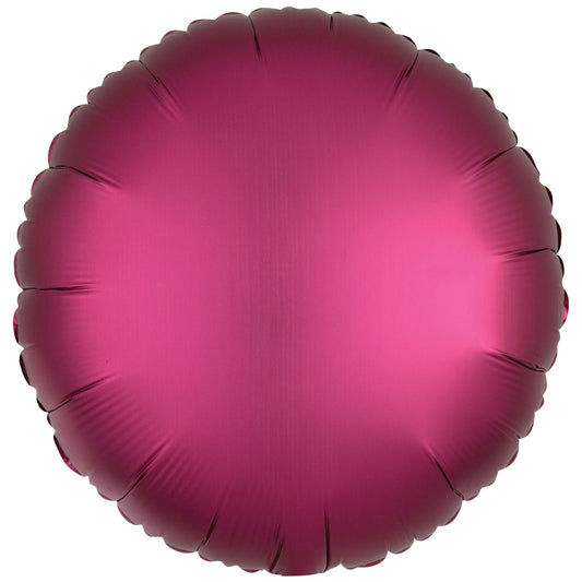 9914161 IP X5 - Amscan Silk Lustre Pomegranate Circle Standard Packaged Foil Balloons C16 - 5 PC