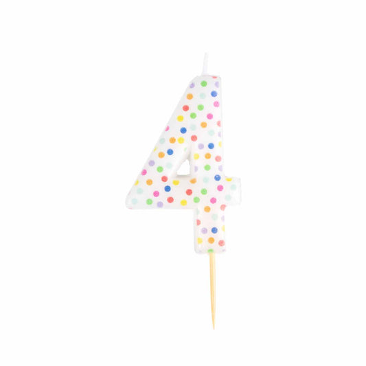 9911559 IP X12 - #4 Dots Finish Numerical Candles 6 cm - 12 PC