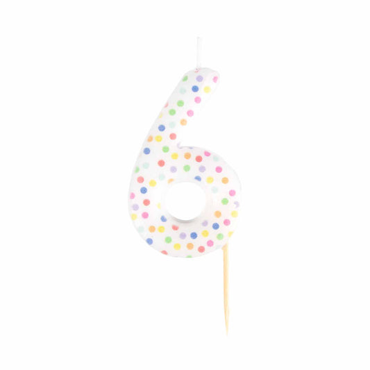 9911561 IP X12 - #6 Dots Finish Numerical Candles 6 cm - 12 PC