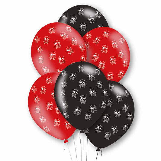 9912795 IP X10 - Pirate Black & Red Mix Latex Balloons 11"/27.5cm - 10 PKG/6